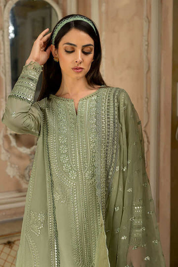 3 Piece Unstitched Heavy Embroidered Chickenkari Pure Lawn Suit With Heavy Embroidered Organza Dupatta